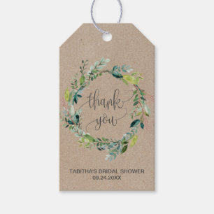 Etiqueta Para Presente Kraft Foliage Wreath Obrigado Favor
