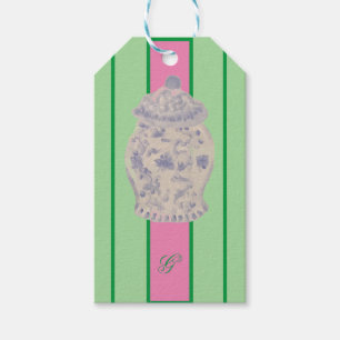 Etiqueta Para Presente Kraft Monograma Verde Chinoiserie Ginger Jar Jars