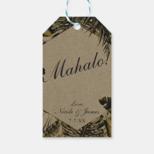 Etiqueta Para Presente Kraft Verde Folhas de Palmeira Tropical Casamento 