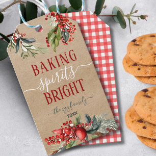 Etiqueta Para Presente Kraft Watercolor Baking Spirings Bright Holiday