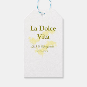 Etiqueta Para Presente La Dolce Vita casal amarelo Nome data glit