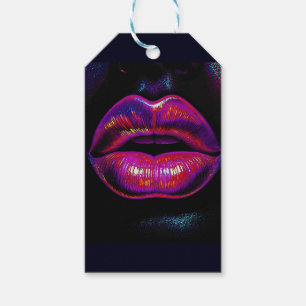 Etiqueta Para Presente Lábios Cyber Vênus - Retrato de Lábios Coloridos