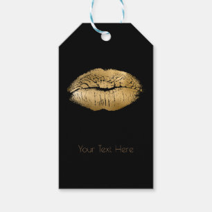 Etiqueta Para Presente Lábios Glam Gold Kiss Black Maquiagem Personalizad