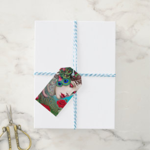 Etiqueta Para Presente Lábios vermelhos e Rosa de Peacock