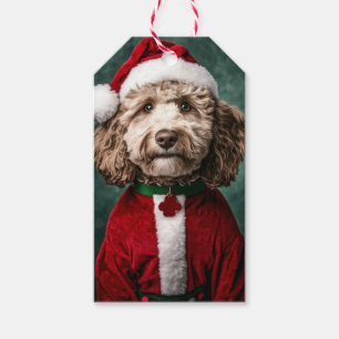 Etiqueta Para Presente Labradoodle em Festas de Natal Festivas