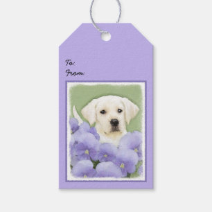 Etiqueta Para Presente Labrador Retriever Puppy Pintura Original