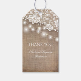 Etiqueta Para Presente Lace Burlap e String Luzes Russas Casamento