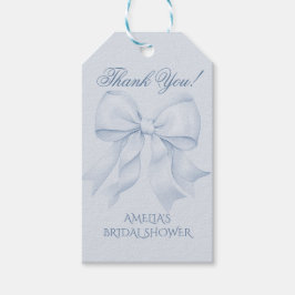 Etiqueta Para Presente Laço Azul Empoeirado Obrigado Chá de Noiva