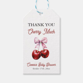 Etiqueta Para Presente Laço Rosa Cereja no Topo Chá de Bebê de Noiva Obri