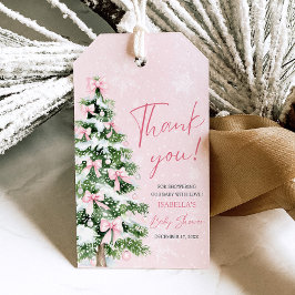 Etiqueta Para Presente Laços Rosa de Bebê Está Frio Lá Fora Chá de Bebê