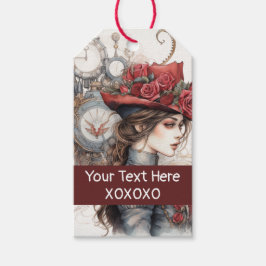 Etiqueta Para Presente Lady no Red Namorados Kiss steampunk watercolor