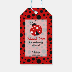 Etiqueta Para Presente Ladybug Red Black Frame Bolinhas Obrigado