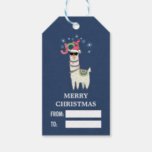 Etiqueta Para Presente Lama legal no chapéu do papai noel com Natal dos