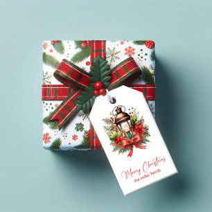 Etiqueta Para Presente Lâmpada Decorada de Natal Feliz Natal