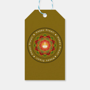 Etiqueta Para Presente Lâmpada Personalizável Lotus Mandala Rangoli Diwal