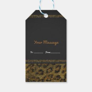 Etiqueta Para Presente Lantejoulas Brilho Leopardo Glam Chic Elegante Mod