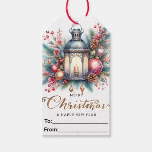 Etiqueta Para Presente Lanterna Bonita Feliz Natal/Feliz ano novo