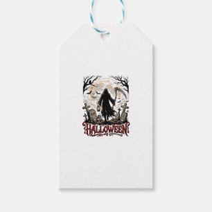 Etiqueta Para Presente Lanterna da Morte Halloween Pedras Sepulcrais Lua