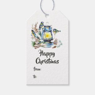 Etiqueta Para Presente Lanterna de Natal em Aquarela