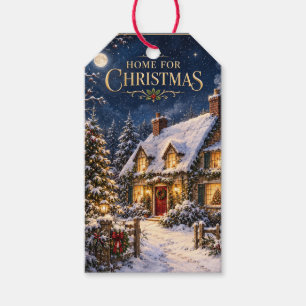 Etiqueta Para Presente Lar Aconchegante para o Natal, Casa Elegante na Ne