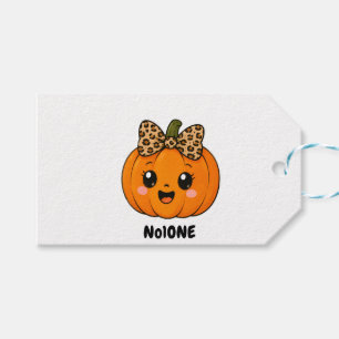 Etiqueta Para Presente Laranja Bonito Pequena Abóbora Halloween Personali