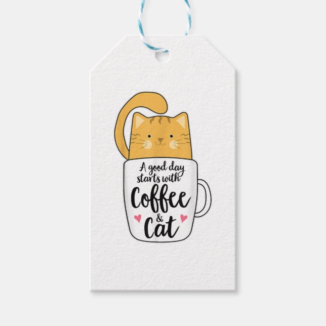 Etiqueta Para Presente Laranja Engraçado Café Mug Cat Lover (Frente)