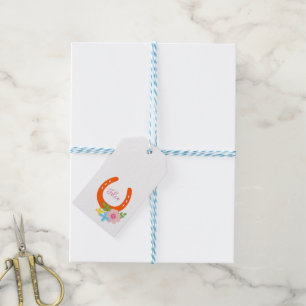 Etiqueta Para Presente Laranja Fumaça Cor-de-rosa Flores de Cavalo