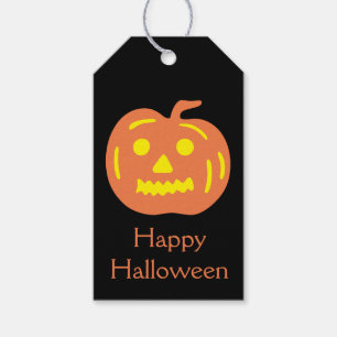 Etiqueta Para Presente Laranja Jack-O-Lanterna - Saco de Tratamento de Ab