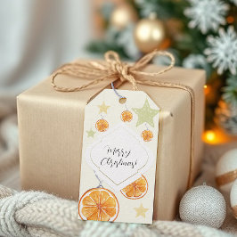 Etiqueta Para Presente Laranja Padrão Elegante e Estrelas em Bege