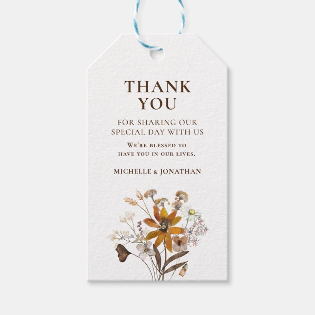 Etiqueta Para Presente Laranja Queimado Flor Simples Floral (Frente)