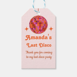 Etiqueta Para Presente Laranja Rosa Groovy Última discoteca Despedida de 