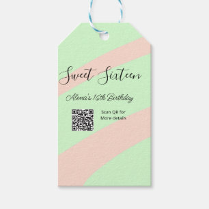 Etiqueta Para Presente Laranja verde pastel QR Doze anos de idade