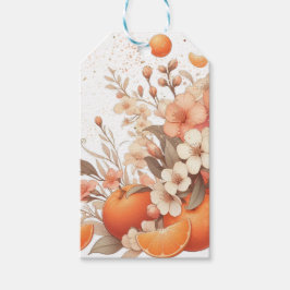 Etiqueta Para Presente Laranjas cítricas doces e flor