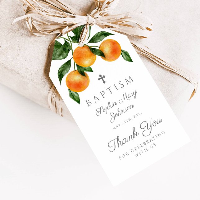 Etiqueta Para Presente Laranjas Modernas Citrus Baptism (Modern Oranges Citrus Baptism Gift Tags)