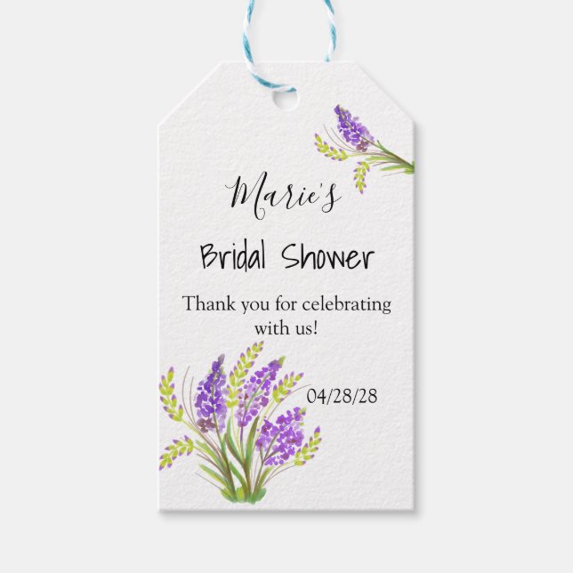 Etiqueta Para Presente Lavanda de aquarela e Florestas Verdes (Frente)