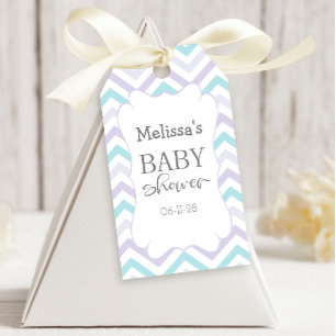 Etiqueta Para Presente Lavanda de pastel e Aqua Zig Baby