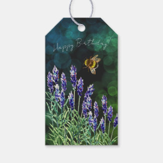 Etiqueta Para Presente Lavanda e abelha pintadas com aquarelas