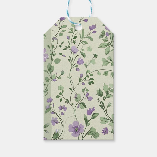 Etiqueta Para Presente Lavanda e Design Botânica Verde (Frente)