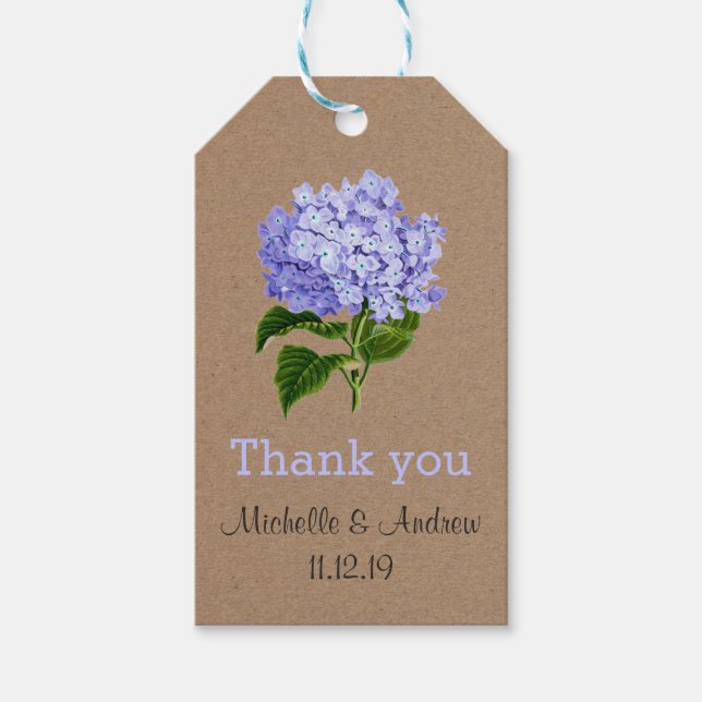 Etiqueta Para Presente Lavanda Hydrangeas Floral Obrigado Casamento (Frente)