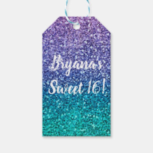Etiqueta Para Presente Lavanda Roxo & Verde Aqua Brilhante Festa