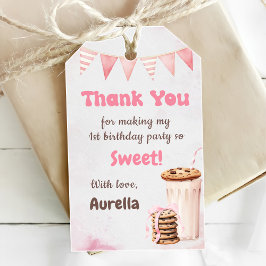 Etiqueta Para Presente Leite e Cookies Garota Primeira Festa de aniversár