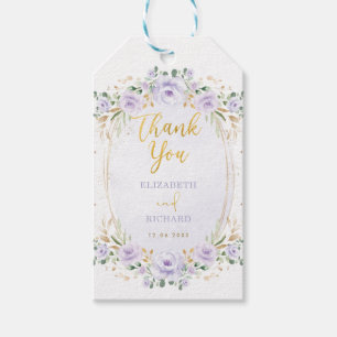 Etiqueta Para Presente Lembranças de casamento elegantes em roxo e dourad