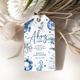 Etiqueta Para Presente Lembrancinha de Chá de Bebê Marítimo em Aquarela F
