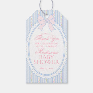 Etiqueta Para Presente Lembrancinhas de Chá de Bebê Floral Vintage Azul C
