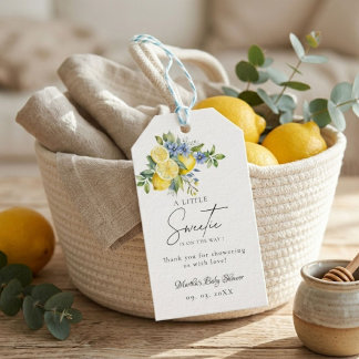 Etiqueta Para Presente Lemon  Blue Citrus Fruit Summer Baby Shower
