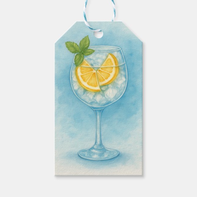 Etiqueta Para Presente Lemon & Mint G&T — Coquetel Aquarela (Frente)
