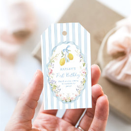 Etiqueta Para Presente Lemonade Floral Blue Birthday Gift Tag