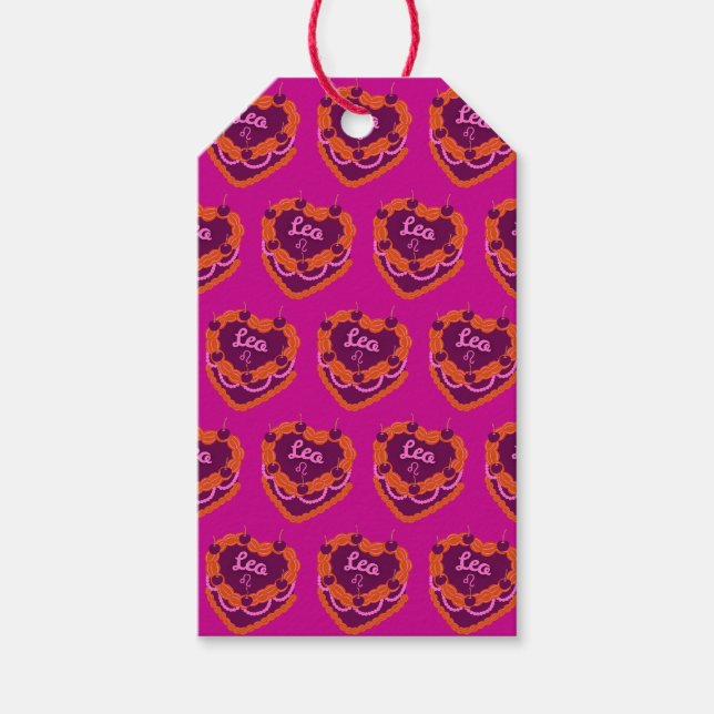 Etiqueta Para Presente Leo Zodiac Coquette Heart Cake (Frente)