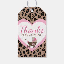 Etiqueta Para Presente Leopard & Rosa Obrigada por Vir Baby Shower