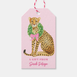 Etiqueta Para Presente Leopardo de Grinalda de Natal